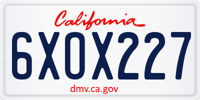 CA license plate 6XOX227