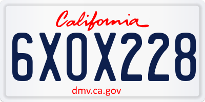 CA license plate 6XOX228