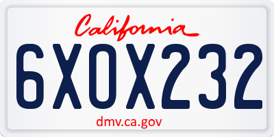CA license plate 6XOX232