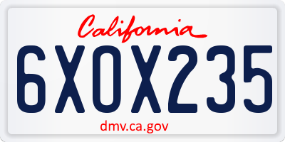 CA license plate 6XOX235