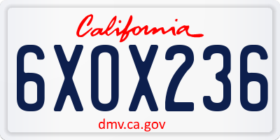 CA license plate 6XOX236