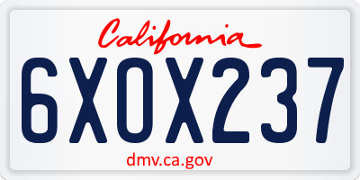 CA license plate 6XOX237