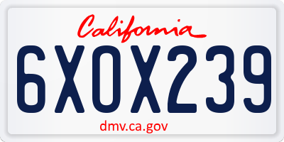 CA license plate 6XOX239