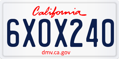 CA license plate 6XOX240