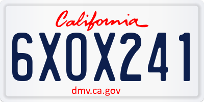 CA license plate 6XOX241