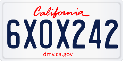 CA license plate 6XOX242