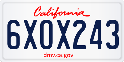 CA license plate 6XOX243