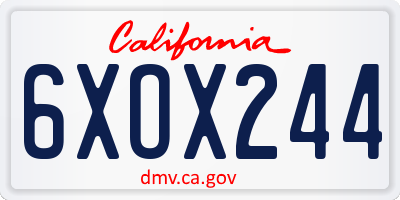 CA license plate 6XOX244