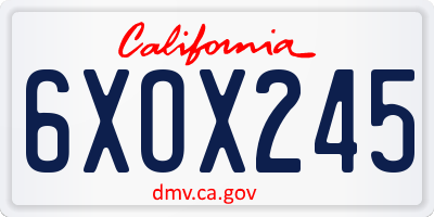 CA license plate 6XOX245
