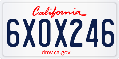 CA license plate 6XOX246