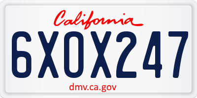 CA license plate 6XOX247