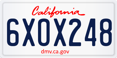 CA license plate 6XOX248