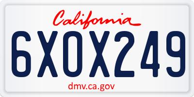 CA license plate 6XOX249