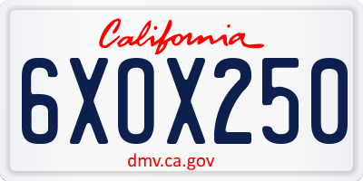 CA license plate 6XOX250