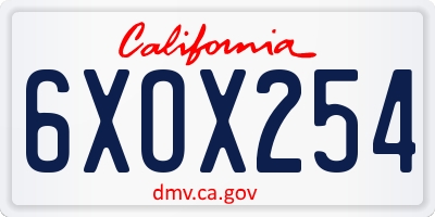 CA license plate 6XOX254
