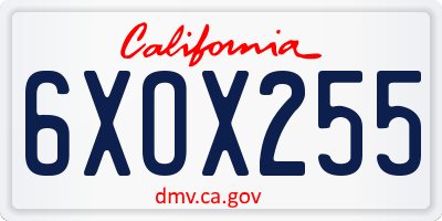 CA license plate 6XOX255