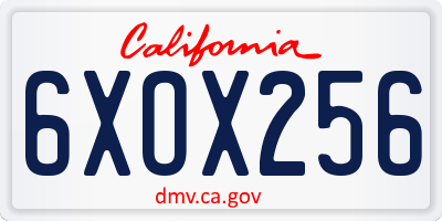 CA license plate 6XOX256