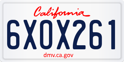 CA license plate 6XOX261