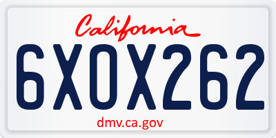 CA license plate 6XOX262