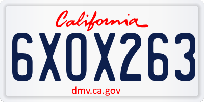 CA license plate 6XOX263