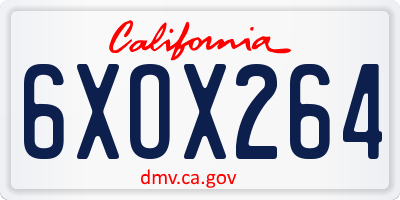 CA license plate 6XOX264