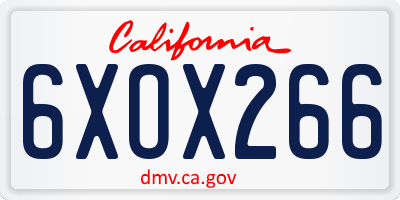 CA license plate 6XOX266