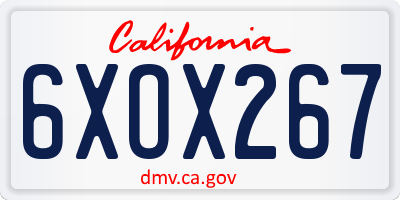 CA license plate 6XOX267