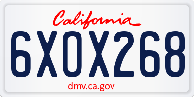CA license plate 6XOX268