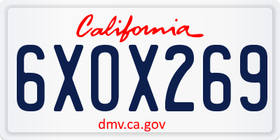 CA license plate 6XOX269