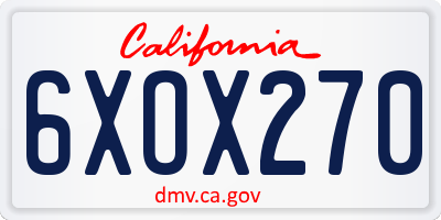 CA license plate 6XOX270