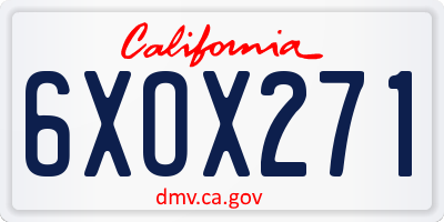 CA license plate 6XOX271