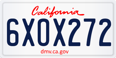 CA license plate 6XOX272