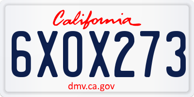 CA license plate 6XOX273