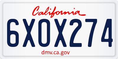CA license plate 6XOX274