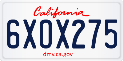 CA license plate 6XOX275