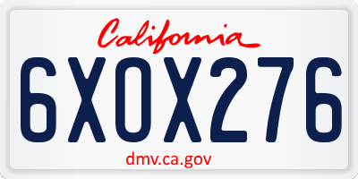 CA license plate 6XOX276