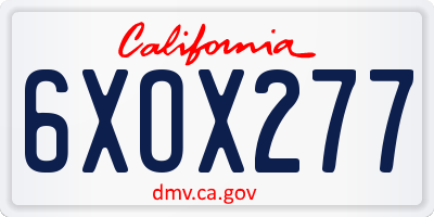 CA license plate 6XOX277