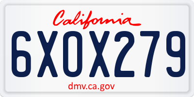 CA license plate 6XOX279