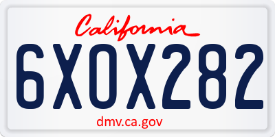 CA license plate 6XOX282