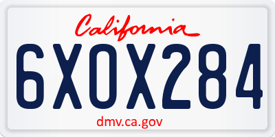 CA license plate 6XOX284