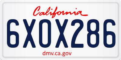 CA license plate 6XOX286