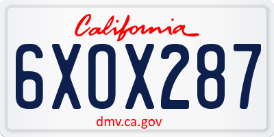 CA license plate 6XOX287