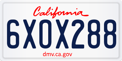 CA license plate 6XOX288