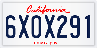 CA license plate 6XOX291