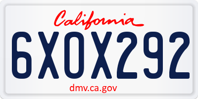 CA license plate 6XOX292