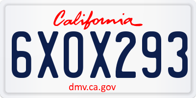 CA license plate 6XOX293