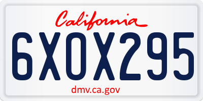 CA license plate 6XOX295