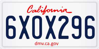 CA license plate 6XOX296