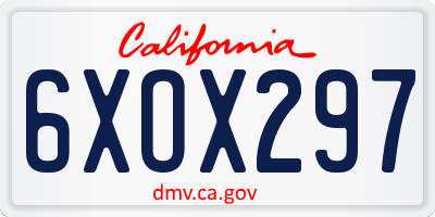 CA license plate 6XOX297