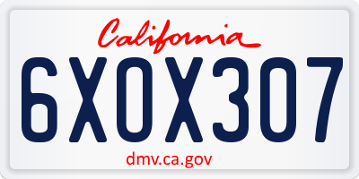 CA license plate 6XOX307